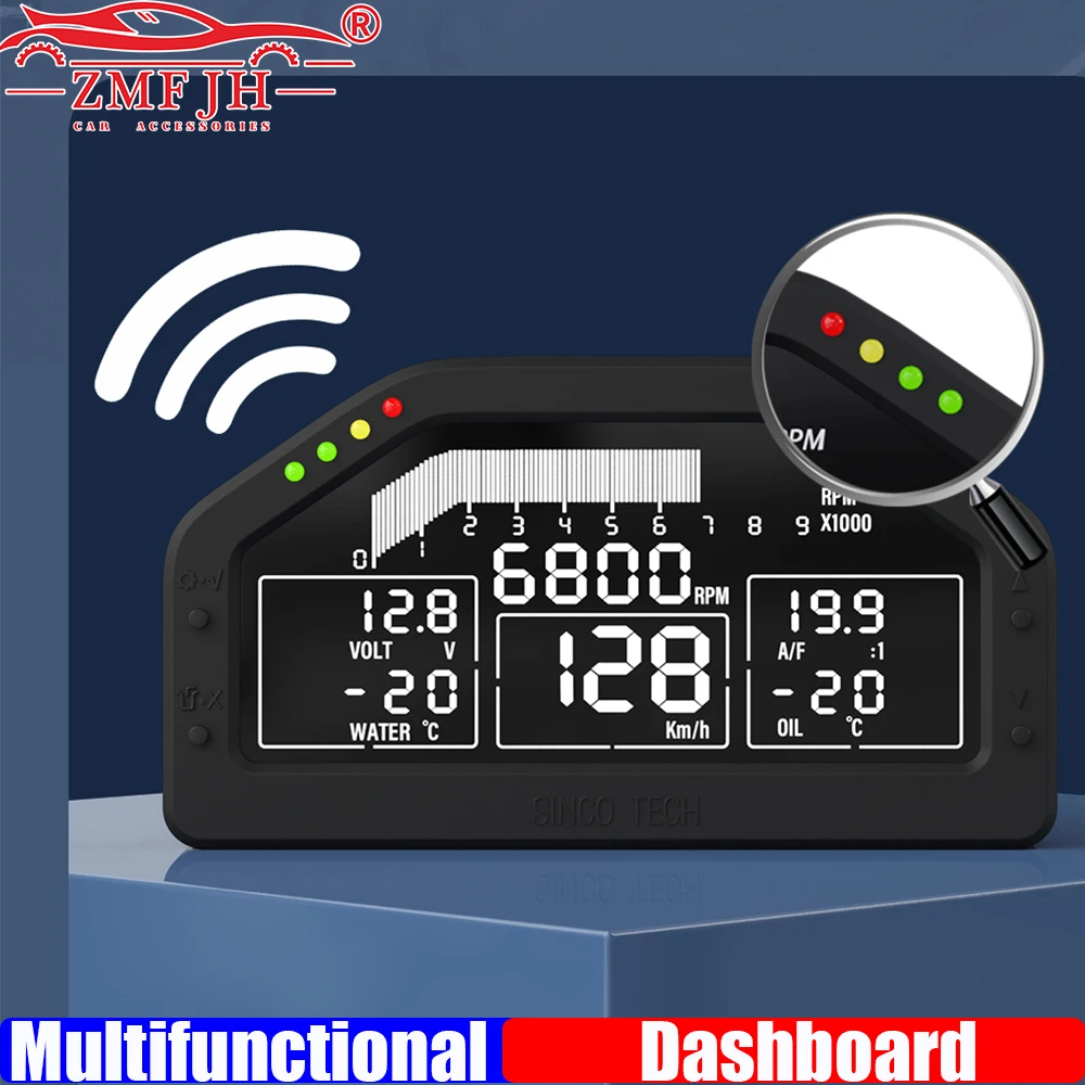 

ZMFJH Multifunctional Dashboard Sensor KIT Racing Display LCD Screen Gauge 9000RPM Speed Water/Oil Temp Air Fuel Ratio Voltage