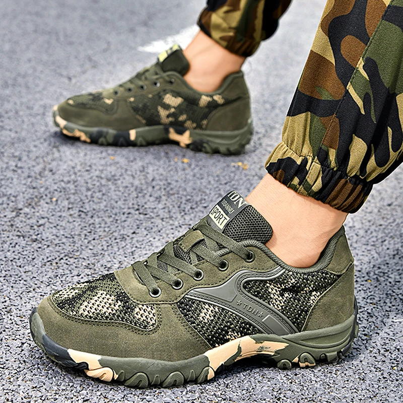 Zapatos deportivos de camuflaje para hombre, calzado táctico militar, zapatos de entrenamiento al aire libre de malla transpirable, zapatos de senderismo al aire libre, Barefoot Man