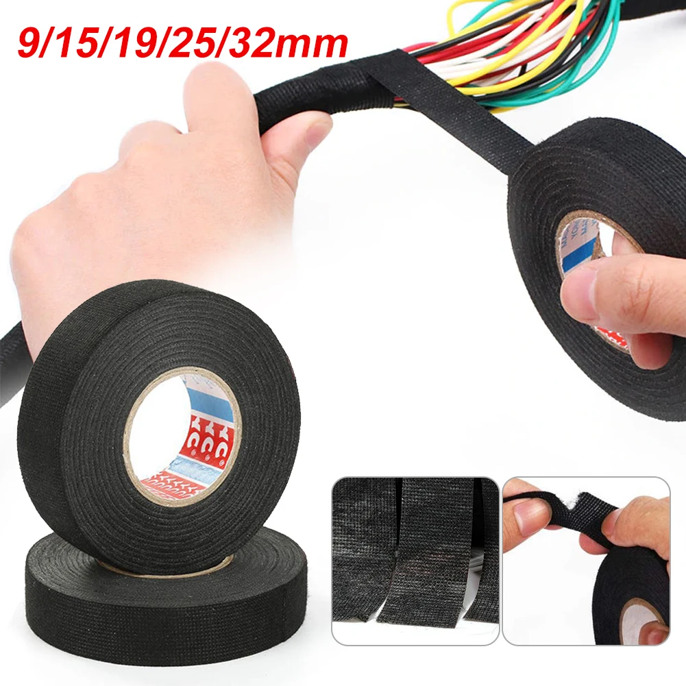 15M Multifunction Adhesive Cloth Tape For Car Cable Harness, Wiring Loom Protection, Electrical Tape, Flame Retardant Fabric Tap