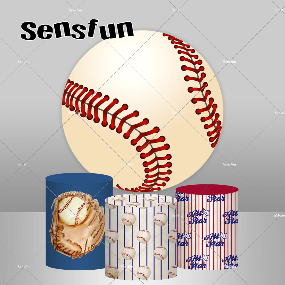 Baseball Round Backdrop Cover for Boys Adult Sport Theme Birthday Party Decoration Chiara Arch Photography Backgrounds