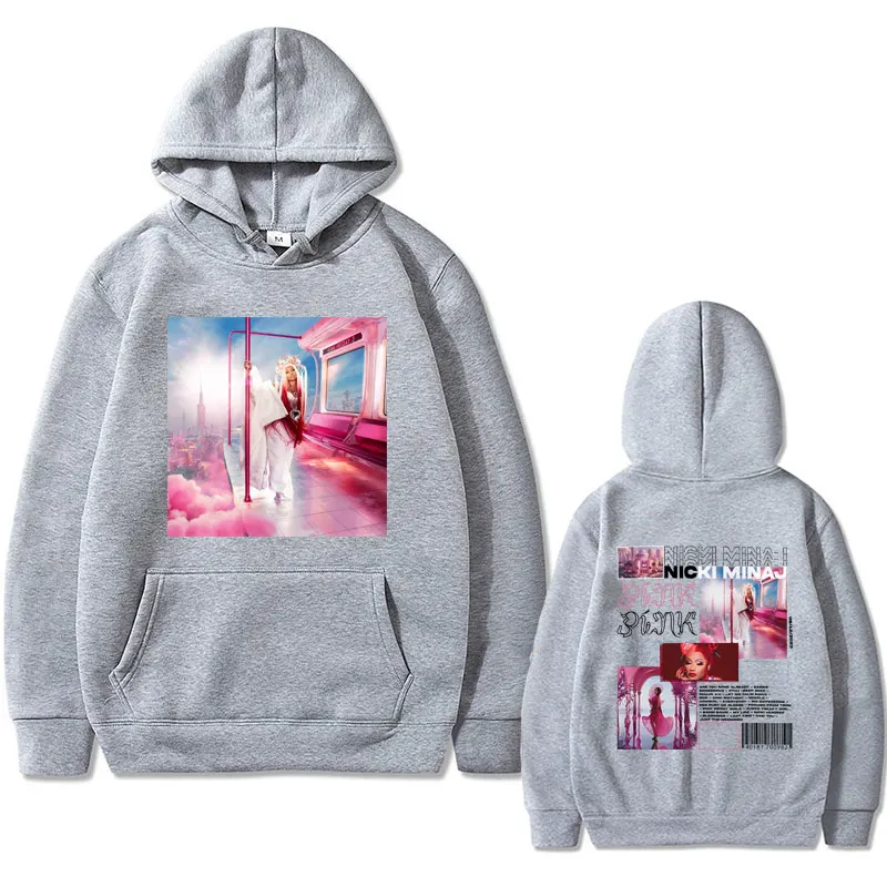Nicki Minaj Pink Friday 2 Cover Double Sided Print Hoodie Male Fashion Vintage Pullover Hoodies Men Women Hip Hop Rap Sweatshirt