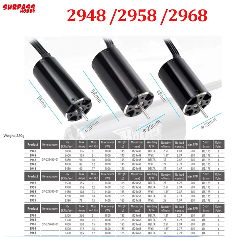 Surpass Hobby Rocket RC 2948 2958 2968 Brushless Motor for RC Electric Boat Motor Traxxas Feilun Fishing Bait Boat Upgrade Parts