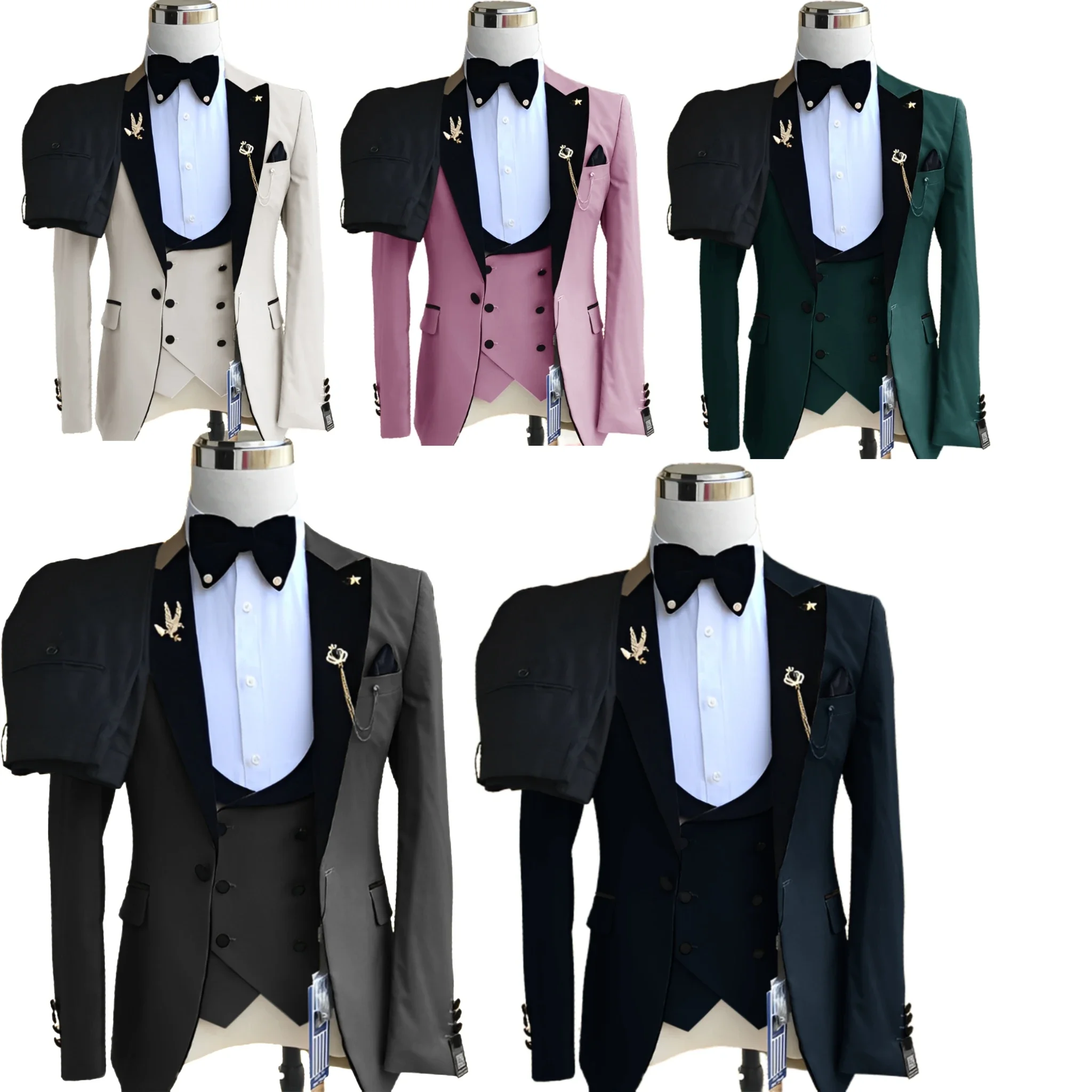 3 pieces Blazer Vest And Pants set ，Blazer Elegant Men's Suits ，Creative design，Colorful ，double-breasted