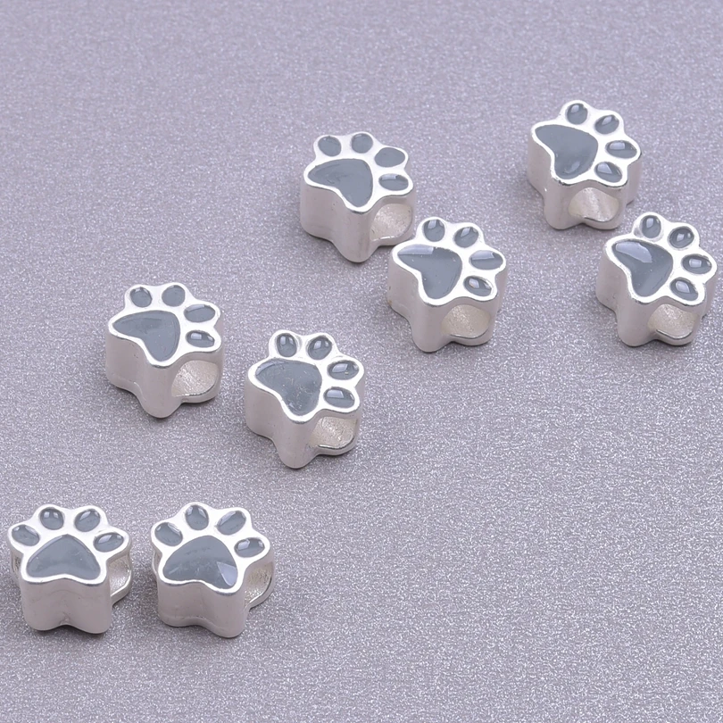 

Animal Paw Enamel Charm Beads For Jewelry Making Supplies Big Hole Bead DIY Jewellry Findings Handmade Bracelet Anklets Material