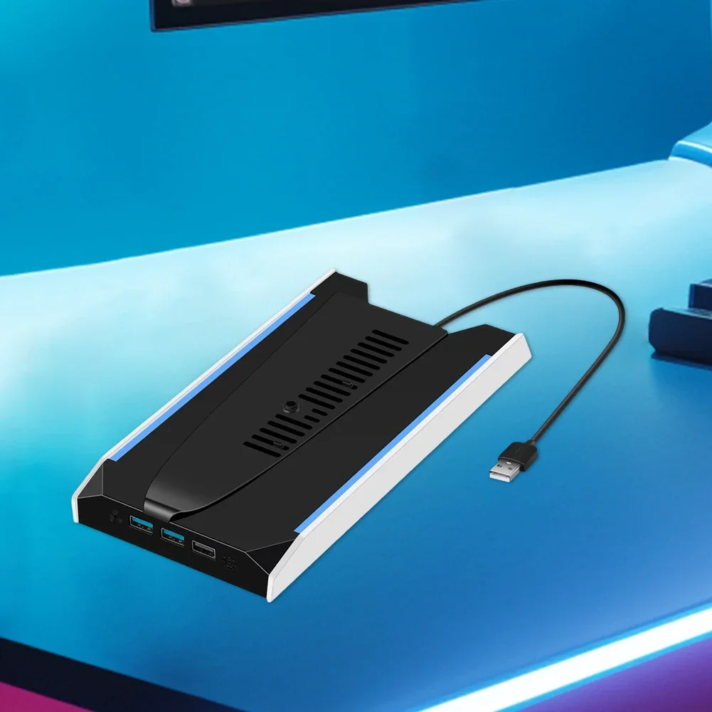 ل PS 5 سليم/PS 5 برو RGB قاعدة حامل التبريد العمودي 8 وضع الضوء حامل عمودي ث/3 سرعات مروحة التبريد قاعدة محطة عمودية
