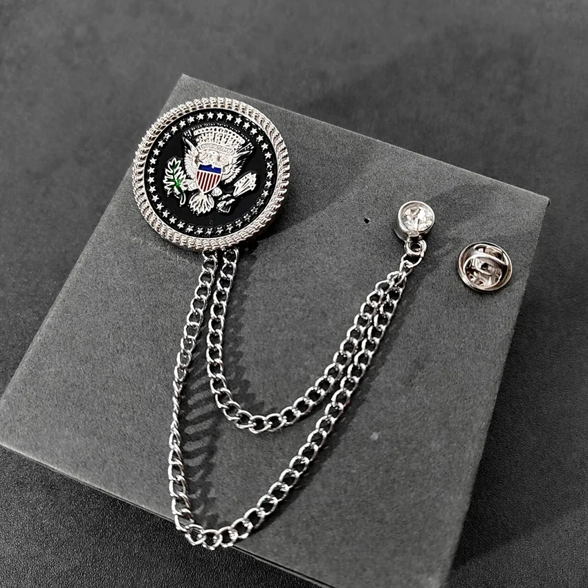 Vintage Flag Eagle  Emblem Pin Style Badge Men's Suit Collar Chain Accessories Korean-style Suit Crafts