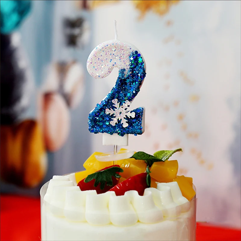 1 قطعة شموع عيد ميلاد الأميرة 0-9 عدد شمعة الكعكة بريق الأزرق الأبيض كعكة توبر الاطفال حفلة عيد ميلاد الذكرى احتفال ديكور #5