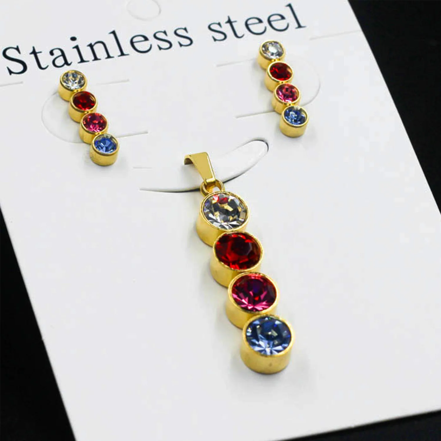 Flower Cubic Zirconia Plant Jewelry Set Pendant Necklace Earrings For Women Stainless Steel Fashion Jewelry Wholesale
