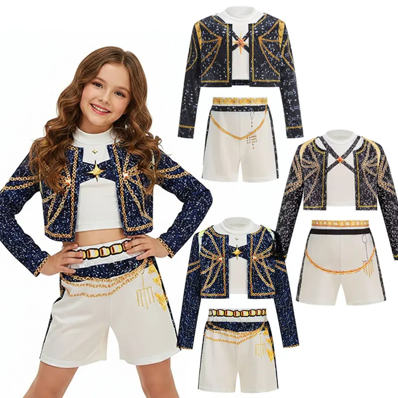 2026 Frühling Sommer Mädchen Cosplay Sänger Mode Kleidung Bühnenauftritt 3-teiliges Set Kinder Show Halloween Karneval Party Kostüm
