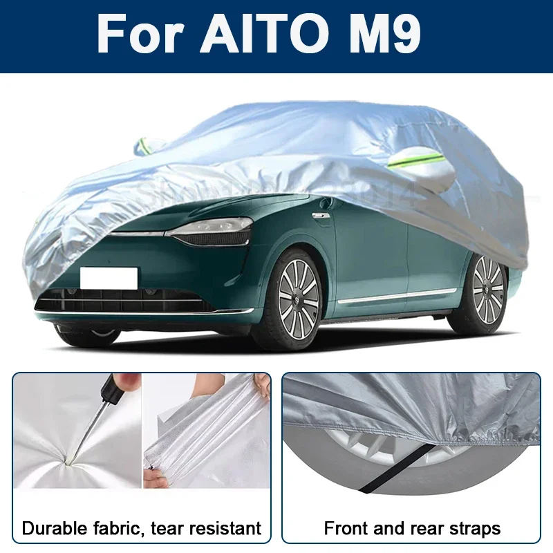 

Outdoor Full Car Cover For AITO M9 with Reflective Strips Waterproof Snowproof Dustproof UV Protection Auto Exterior Accessories