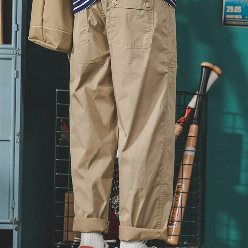 

New Arrival Khaki Casual Work Pants Men's Straight Loose Summer Wide Leg Nine Points Trendy Trousers Prince Sle Spring Summer