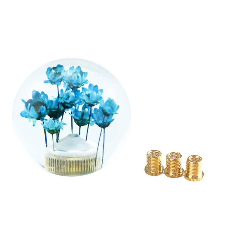 

JDM Round Ball Crystal Real Flower Resin Shift Knobs Modified Manual Gear Shift Knob for Universal Car Interior Accessories