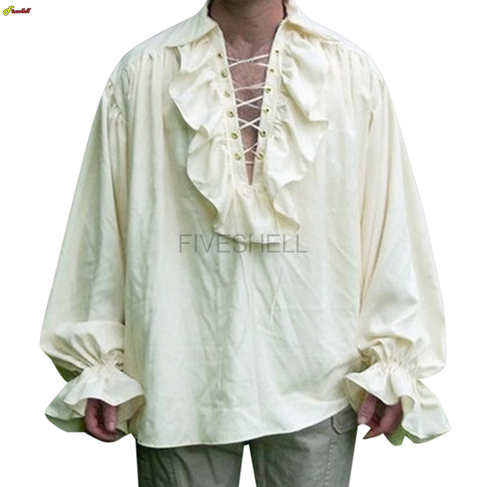 Costume Médiéval de la Renaissance pour Homme et Femme, Chemises à Volants, Manches sulf, à Lacets, Steampunk 7.5 ate, Cosplay de Scène