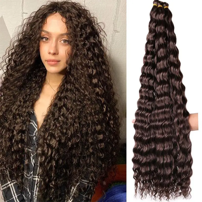Deep Wave Twist Crochet Hair Synthetic Deep Curly Braiding Hair Extension Ombre Bohemian Ocean Wave Braids Hair For Women