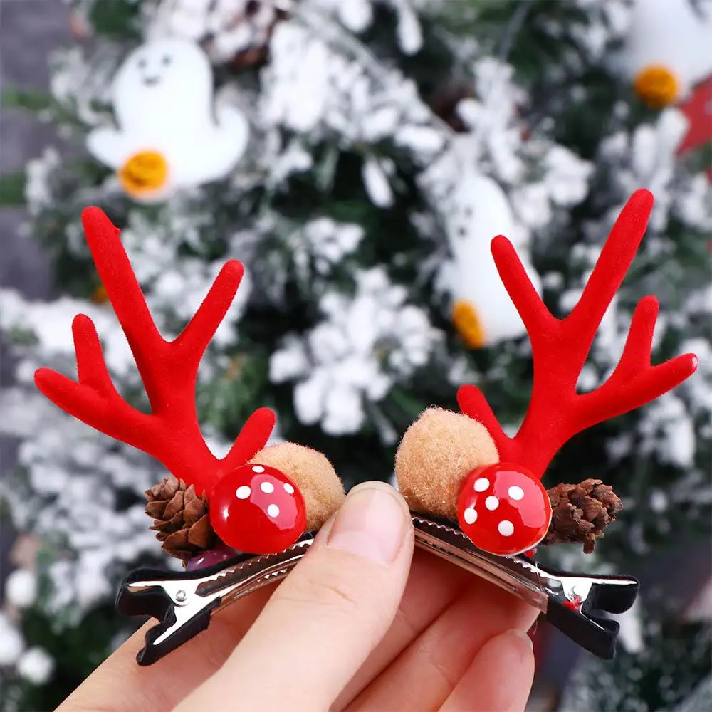 Xmas Ornaments Elk Ear Girl Kids Gifts Children Pine Cone Hairpins Antler Hairpin Merry Christmas Decor Hair Accessories