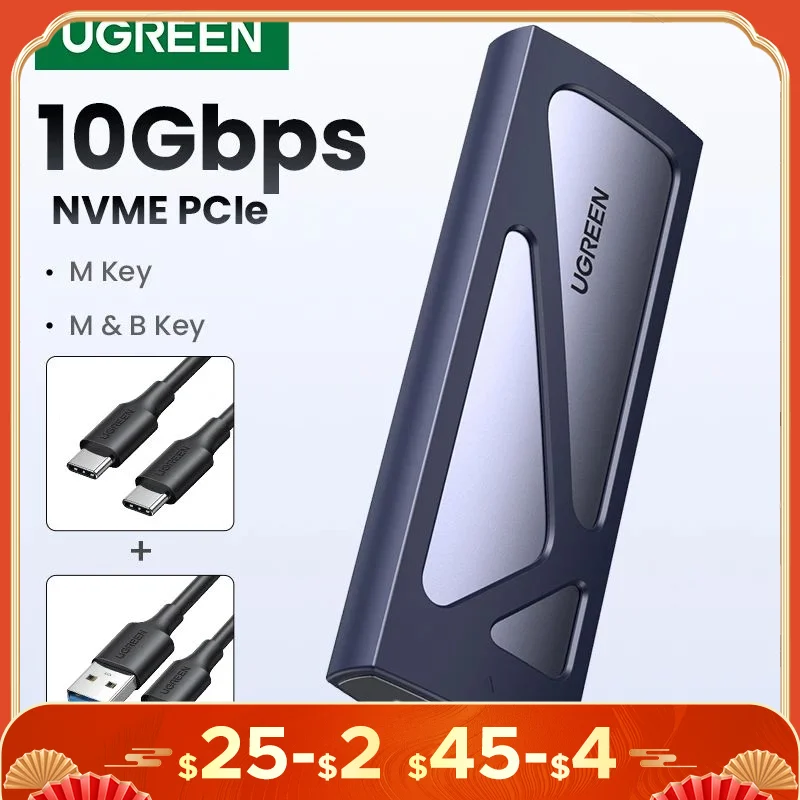 UGREEN M2 SSD Case M.2 NVMe 5Gbps USB C 3.2 Gen2  SSD Enclosure Tool-Free External  SSD Adapter M and B&M Keys