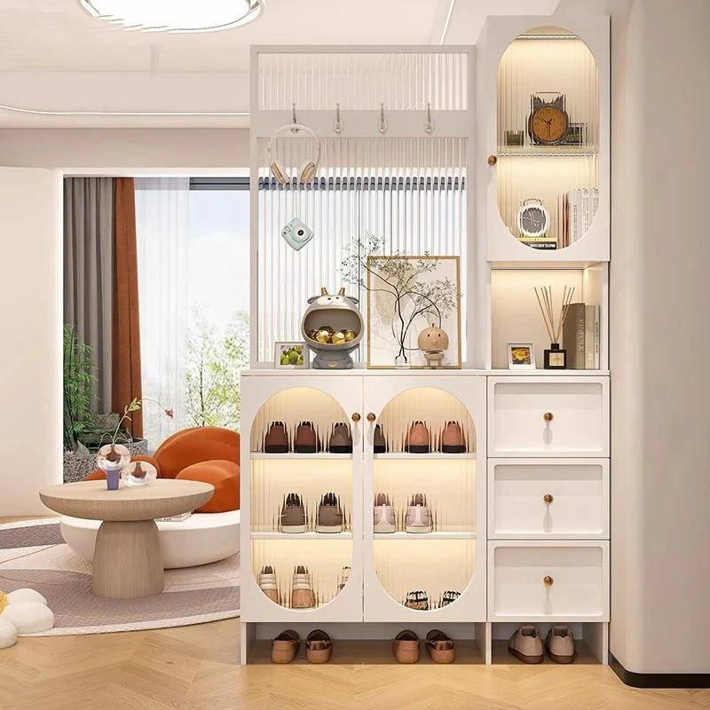 

The light luxury entrance shoe cabinet is integrated, the cream style living room locker, and the room cabinet is facing