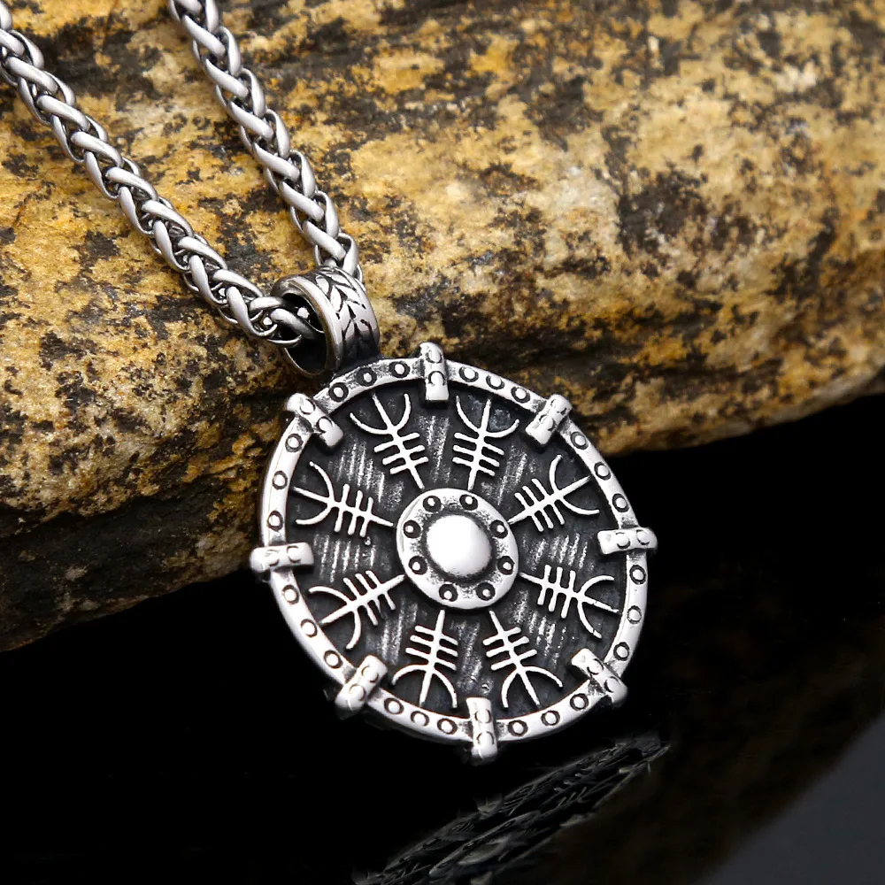 

Fashion Norse Road Sign Viking Compass Pendant Charm Stainless Steel Mens Amulet Vegvisir Necklaces Icelandic Male Jewelry Gifts