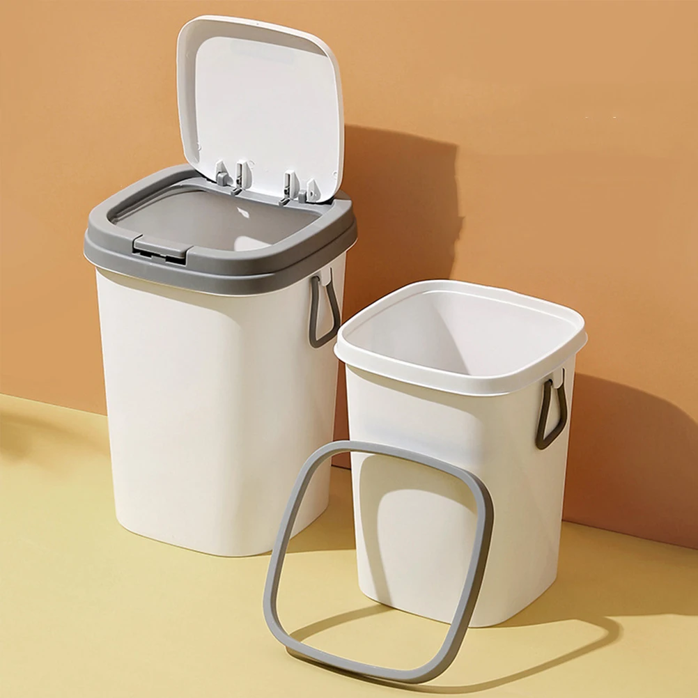 

Nordic Style Press Trash Can 8L Blue Lid for Kitchen Bathroom Small Recycling Bin Household Square Rubbish Container Sturdy