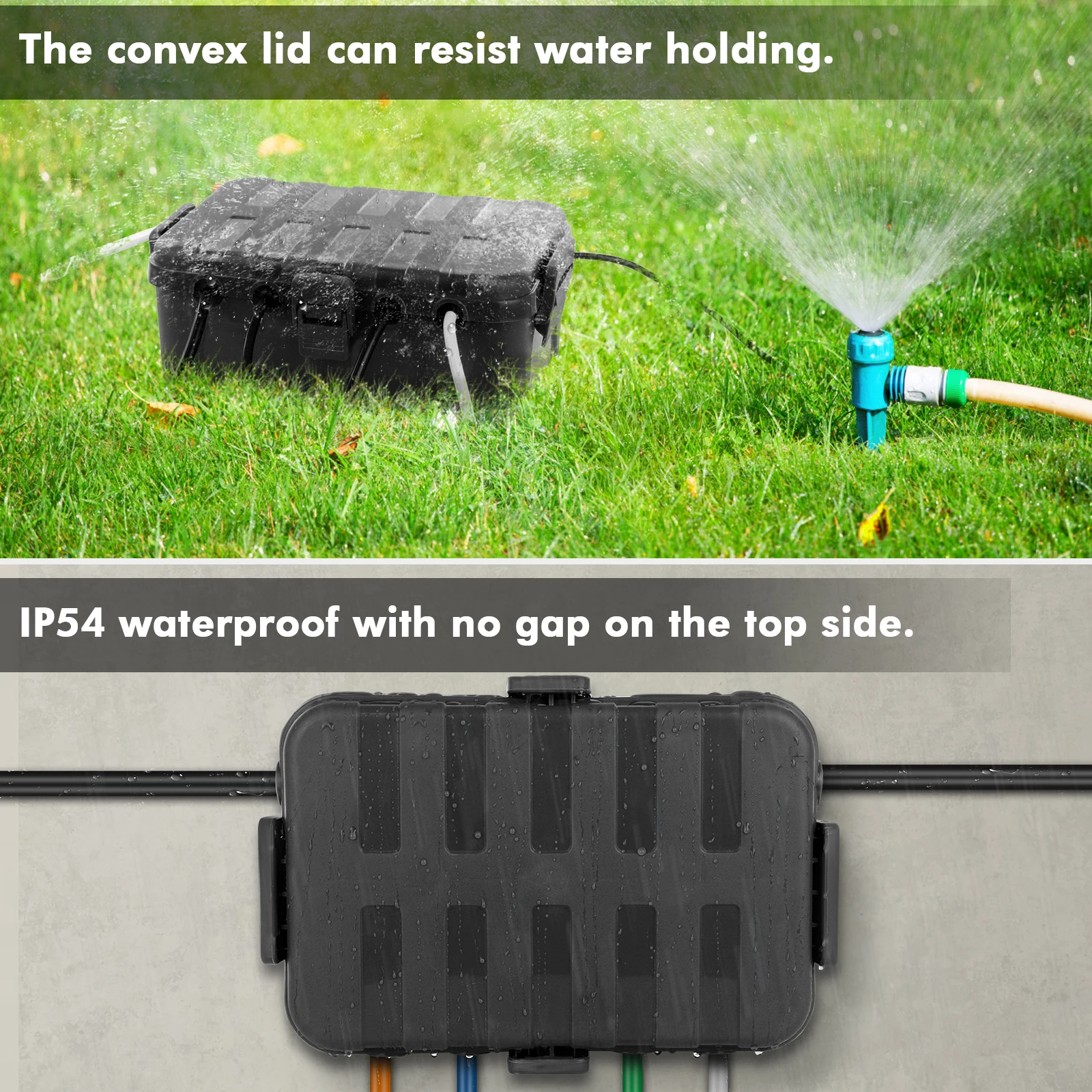 صندوق كهربائي كبير خارجي وصندوق أمان سلك تمديد خارجي متوسط مقاوم للعوامل الجوية لقابس الملاك الأيمن، وديكور العطلات
