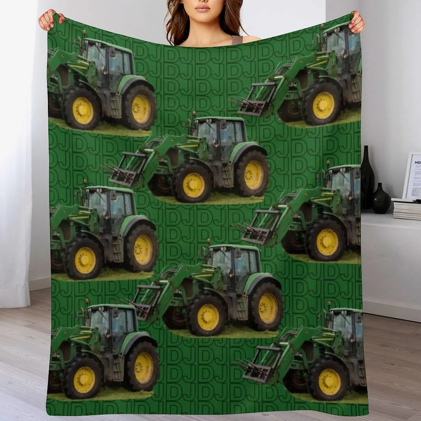 

Green tractor Throw Blanket Furrys Sofa Throw Blankets