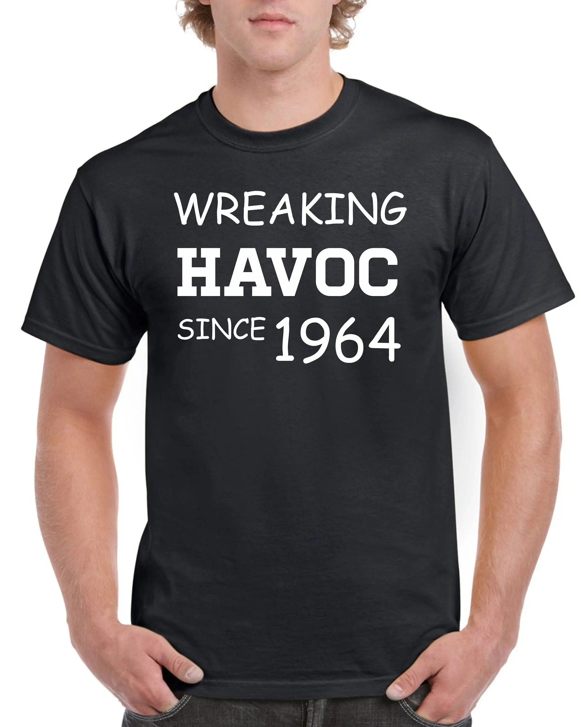 Mens 60th Birthday s For Dad T Shirt Top Present Sixty 60 Years Old Wreaking Havoc Since Year 1964 Funny