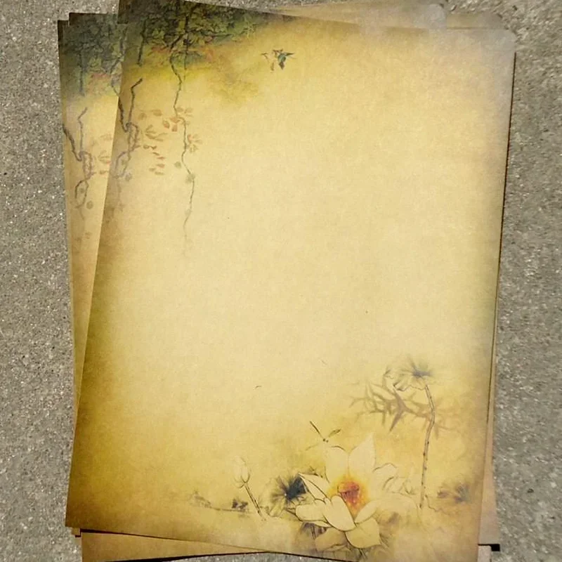 8 pçs papel kraft do vintage escrita carta paisagem chinesa papelaria nota romântica pintura papel escola material de escritório