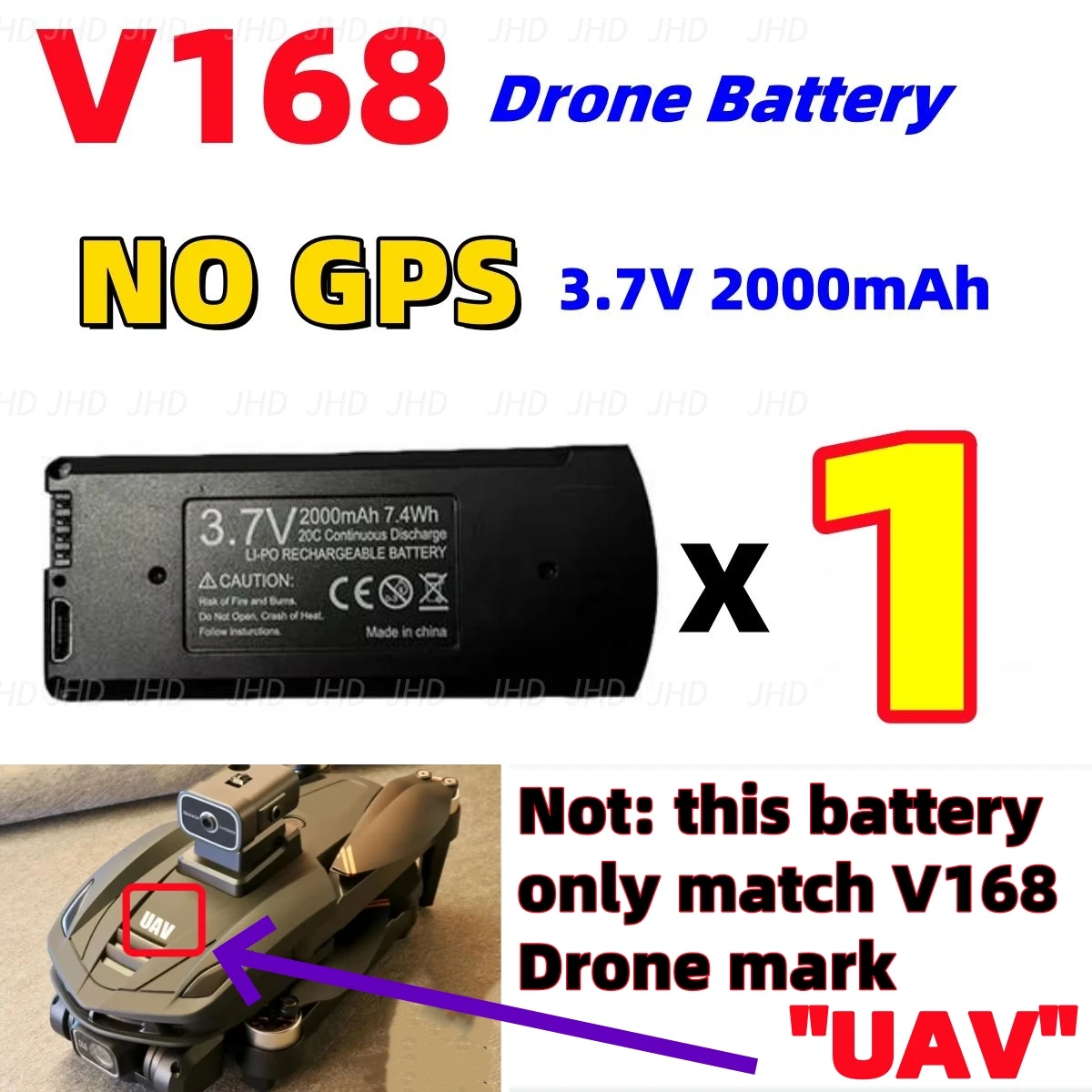 JHD-Batería Para Dron V168, pila para V168/V168 PRO/ V168 PRO MAX, sin GPS /GPS, para V168 PRO, venta al por mayor