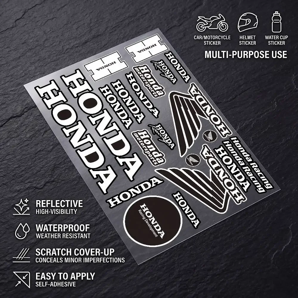 FOR HONDA RACING Durable Waterproof Reflective Decor Sticker Scratch Cover For Motorcycle Car Helmet Fridge Accessories