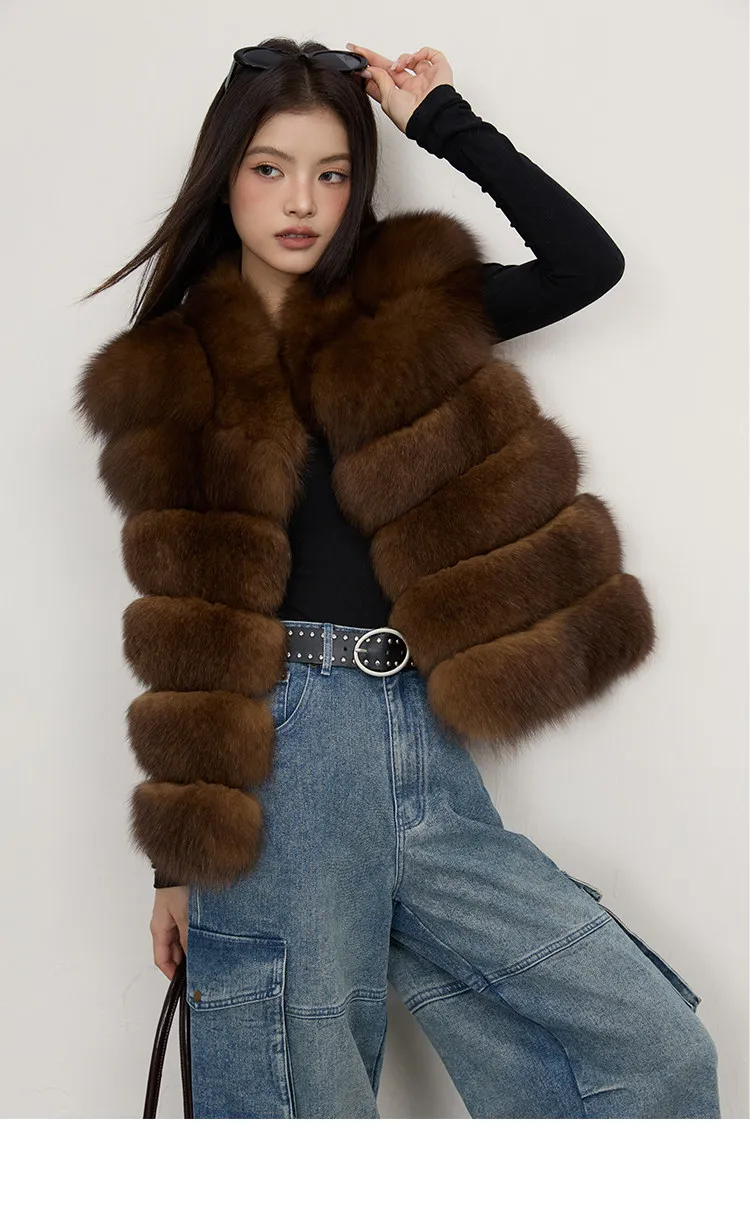 Modische Herbst-Frauen-Fellmäntel aus Kunstfell, Outdoor-Damen-Jacken ohne Ärmel, flauschig, dick, warm, Winter-Oberbekleidung, Damen-Streetwear – Detail 9