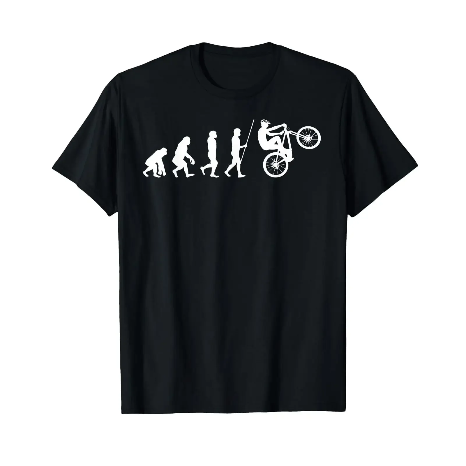 MTB Evolution Bike Mountain Human T-Shirt schwarz S Vintage Washed homme Vielseitige Mode Leichter Streetwear