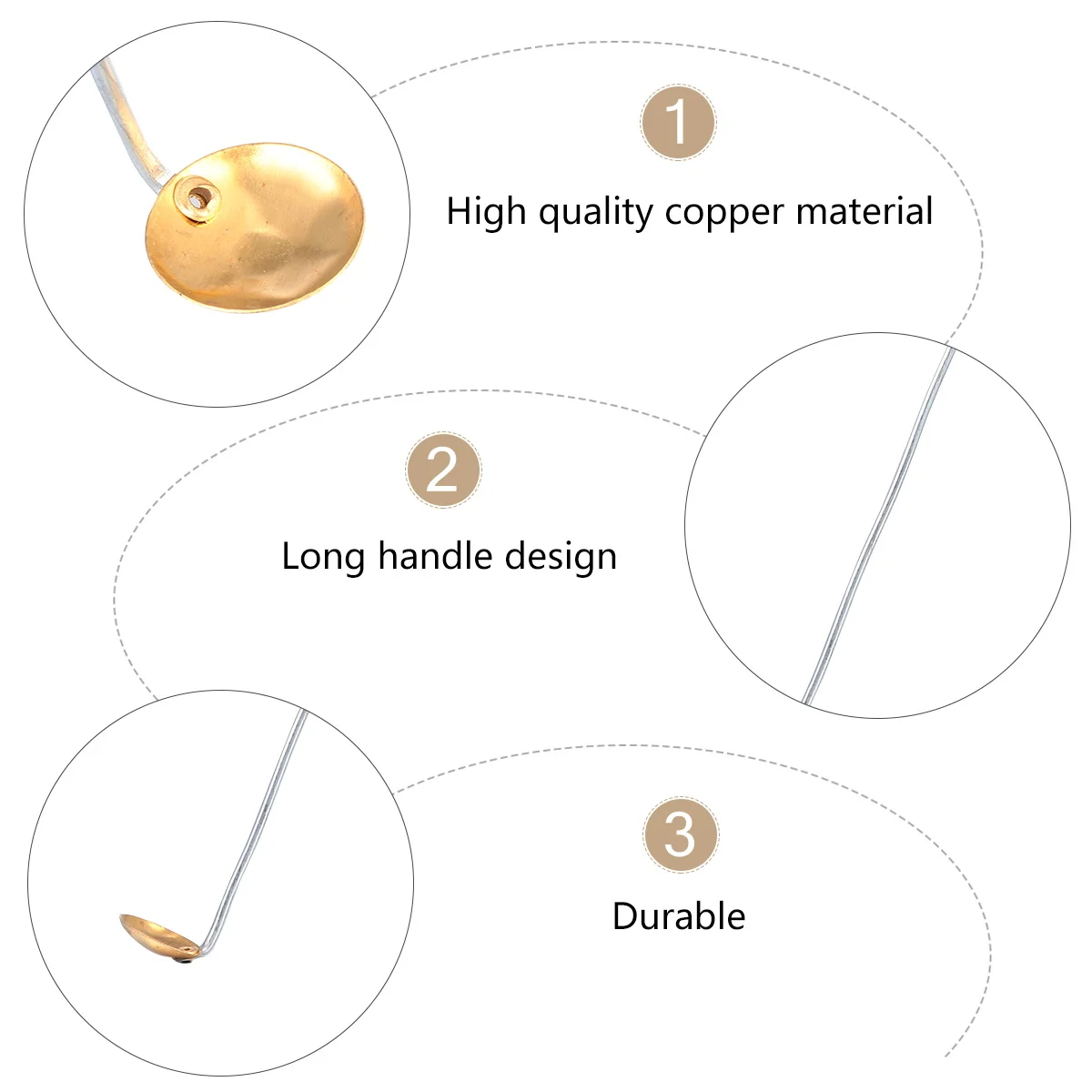 

15pcs Combustion Spoon Copper Material Long Handle High Temperature Resistant Laboratory Supplies Teaching Equipment