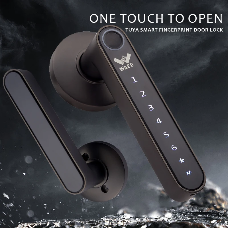 Tuya Fingerprint Smart Lock Wireless Smart Door Lock NFC Card Lock Support For Alexa Google Home Smart Home Handle Lock