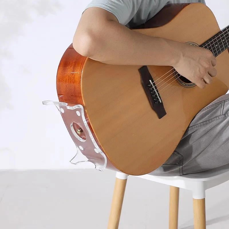 Portable Transparent Acrylic Guitar Stand Anti‑Slip Vertical Holder For Folk Classical Acoustic Guitar Desktop Display Rack