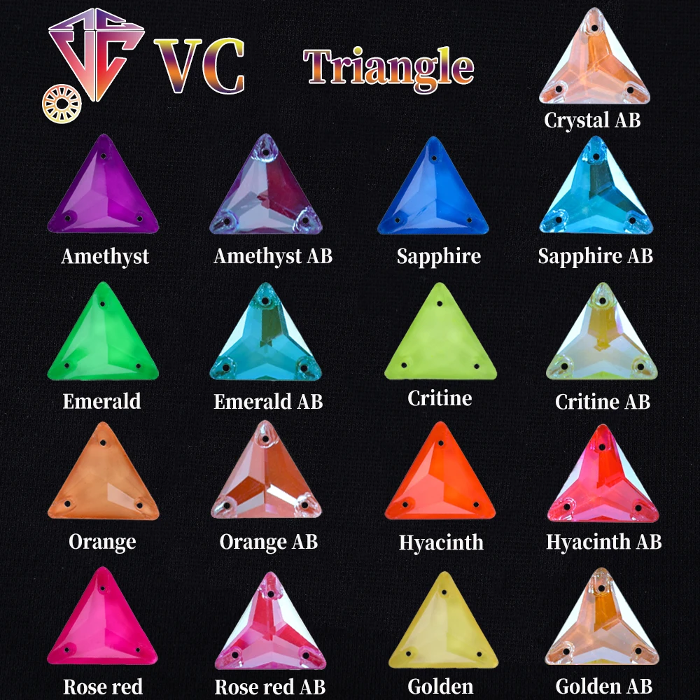 VC Neon Fluorescent Sew on Rhinestones Square,Navette Triangle Drop Round Cosmic Sewing Diamond Flatback DIY Accessories Wedding