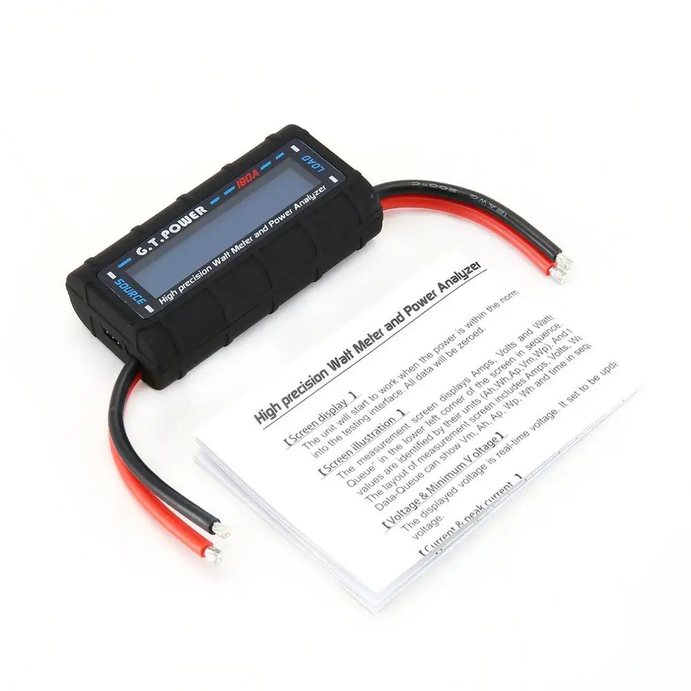 G.T POWER 180A High Precision Watt Meter and Power Analyzer for RC with LCD Backlight for Voltage & Current Measurement
