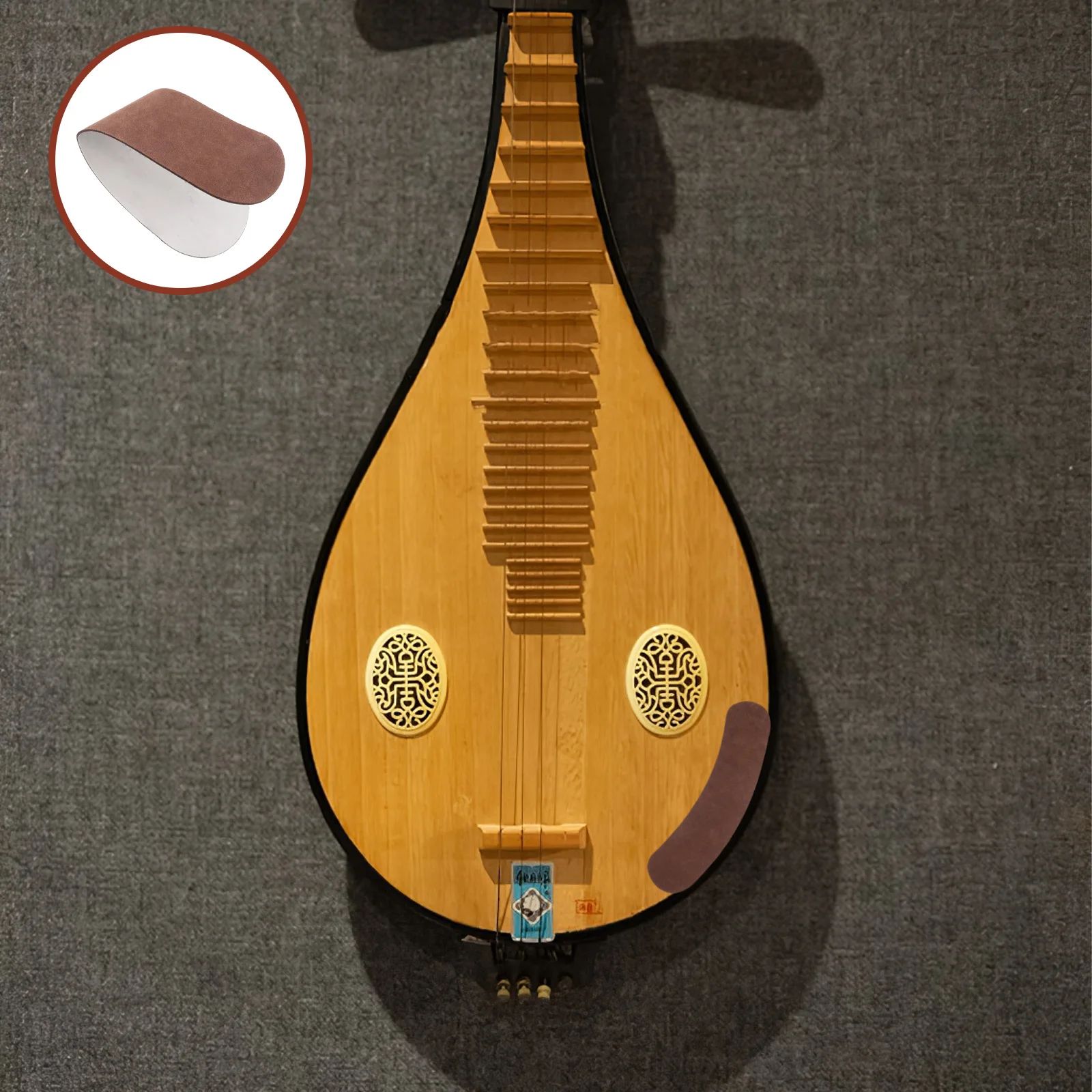 Almohadilla antideslizante de Pipa de piel de vaca, accesorio de instrumento duradero autoadhesivo que mejora el rendimiento para cuerda de laúd de guitarra