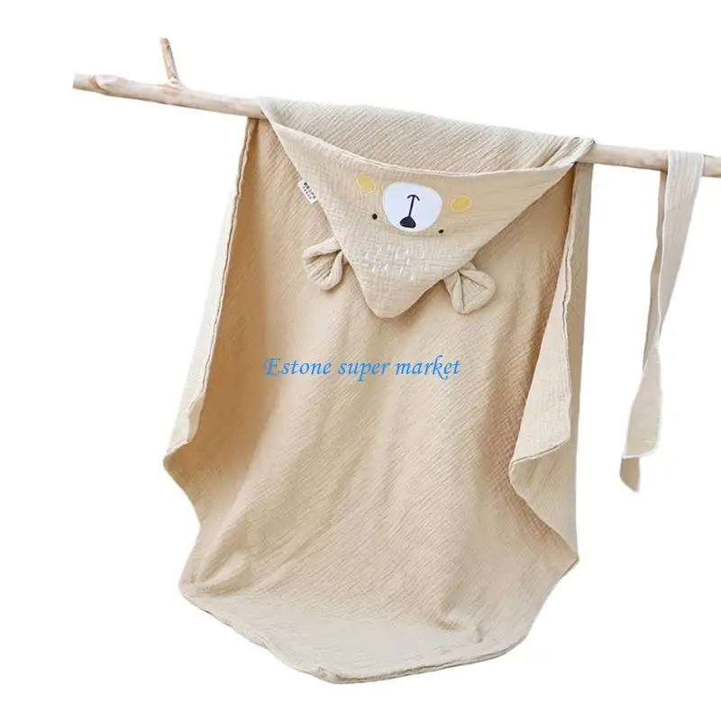 090B Miękki bawełniany kocyk do otulania noworodka Uniwersalny ręcznik do owijania dziecka Okrycie na prezent