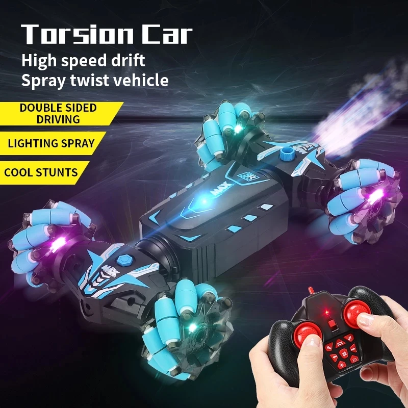 

2.4G 4WD Stunt RC Car Gesture Sensing Toy Spray Twisting with Lights Drift Car Controlled Radio Remote for Children Boys Adults