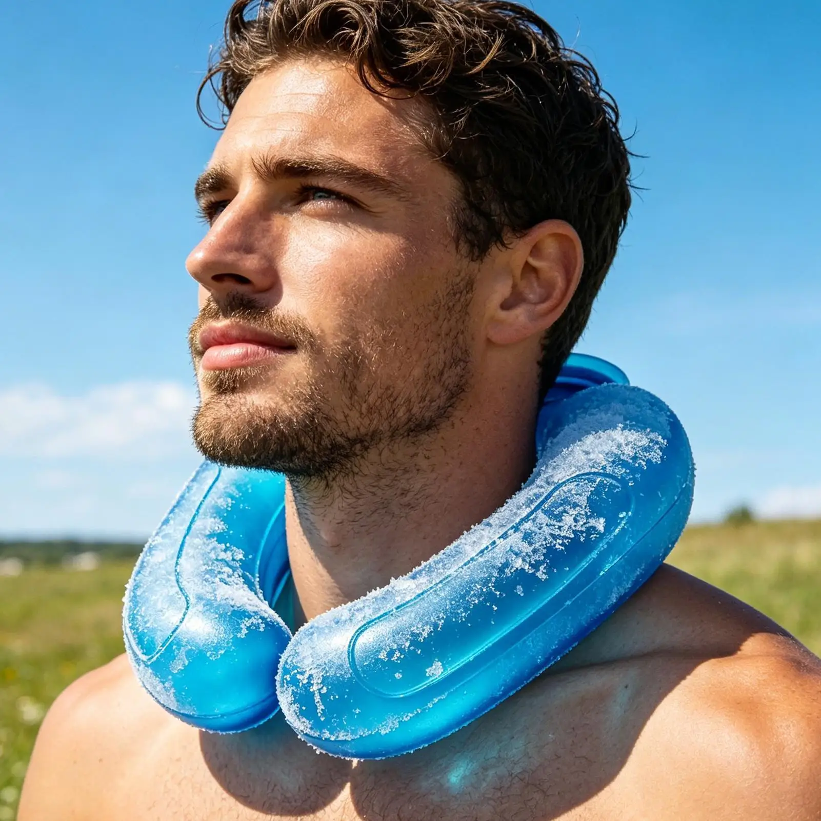 Tube de refroidissement pour le cou, enveloppe de glace portable d'été, anneau de refroidissement pour le cou, sac d'eau en PVC rempli d'eau