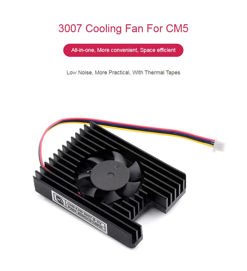 CM5 5V 3007 B Cooler Heatsink Fan Compute Module 5 Adjustable Speed Low Noise With Heat For Raspberry Pi