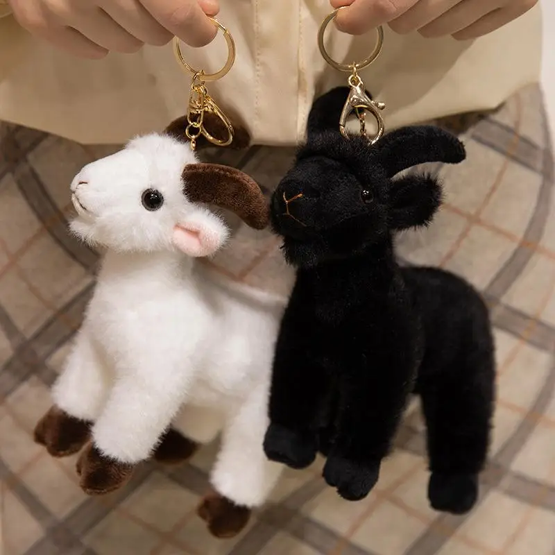 1Pcs Soft Stuffed Standing Goat Toy Lifelike Goat Pendant Plush Toys Cute Mini Animal Cool Keyring Bags Decoration
