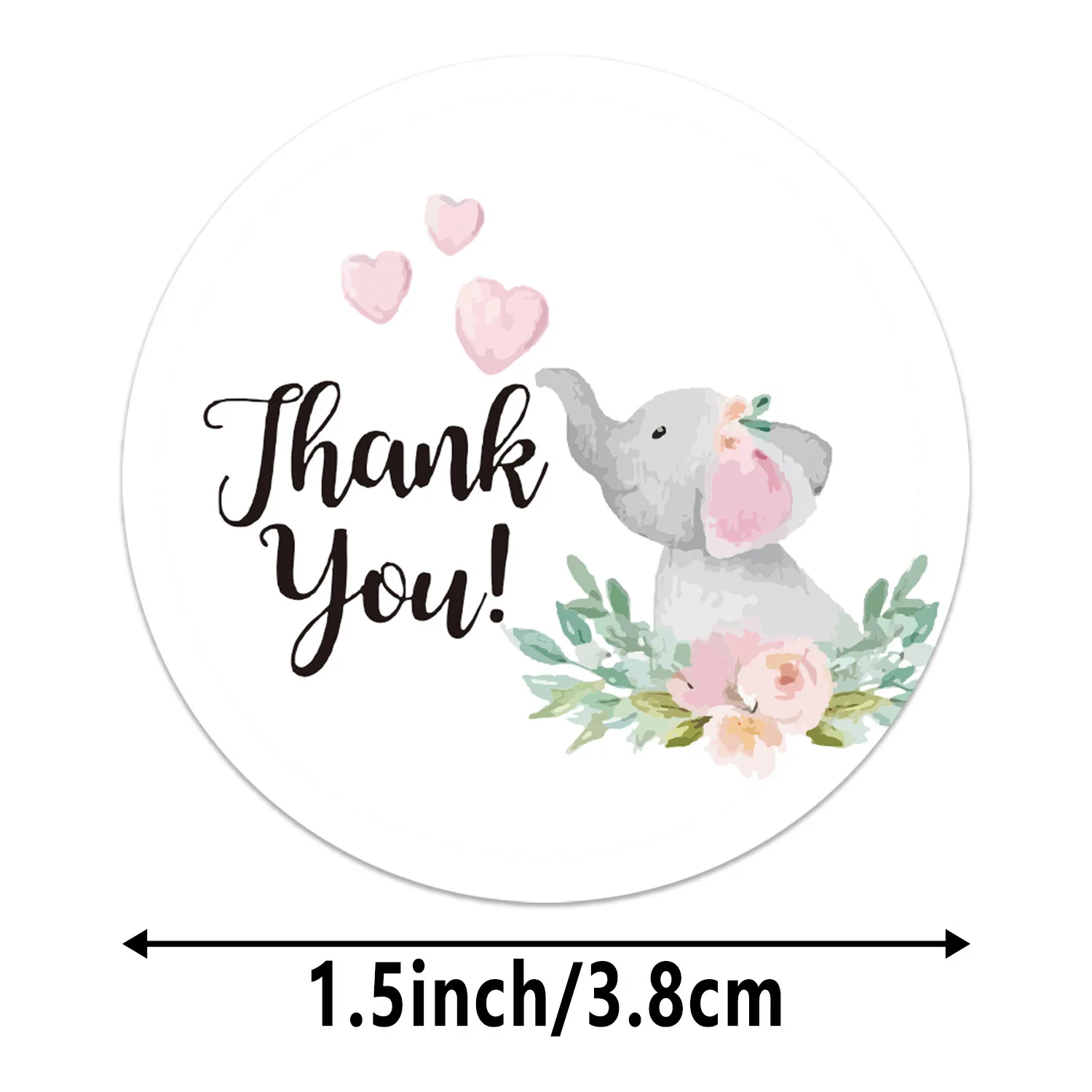 100-500 Pcs 8 Design 1-1.5inch DIY Elephant Decor Envelope Packaging Thank You Sticky Note Adhesive Labels Gift Seal Stickers