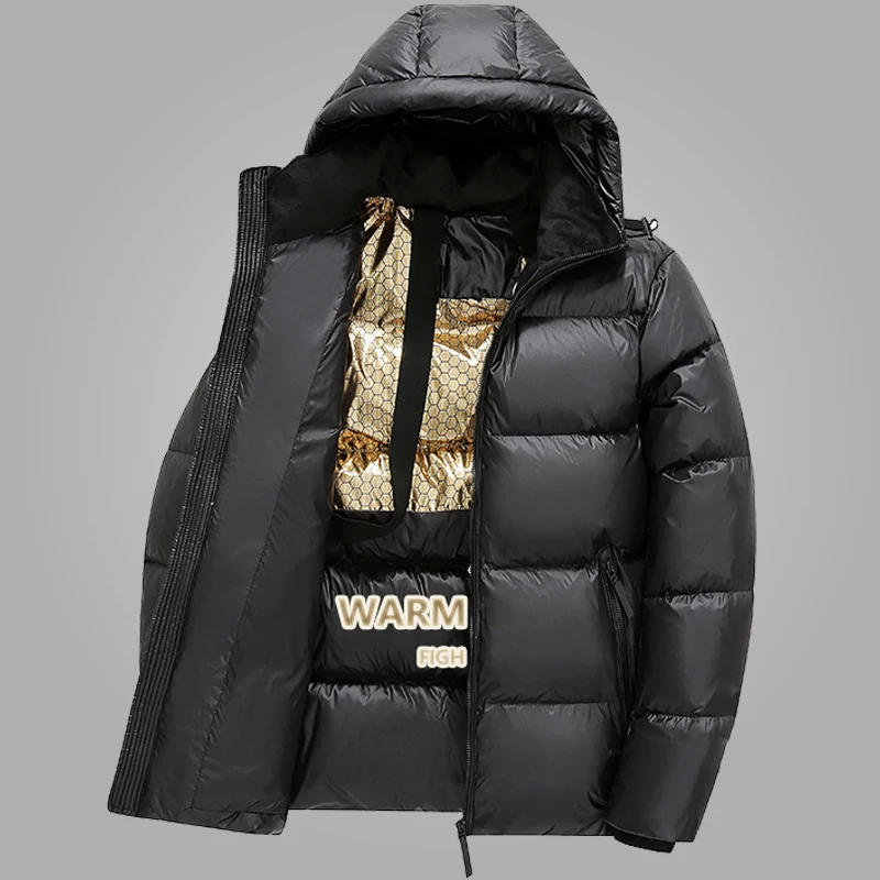 

Fashion 2023 Winter Jacktet Men's Black Gold Warm Hooded Cotton-Padded Jackets Outwear Luxury Brand Coats Man Loose Thick Parkas