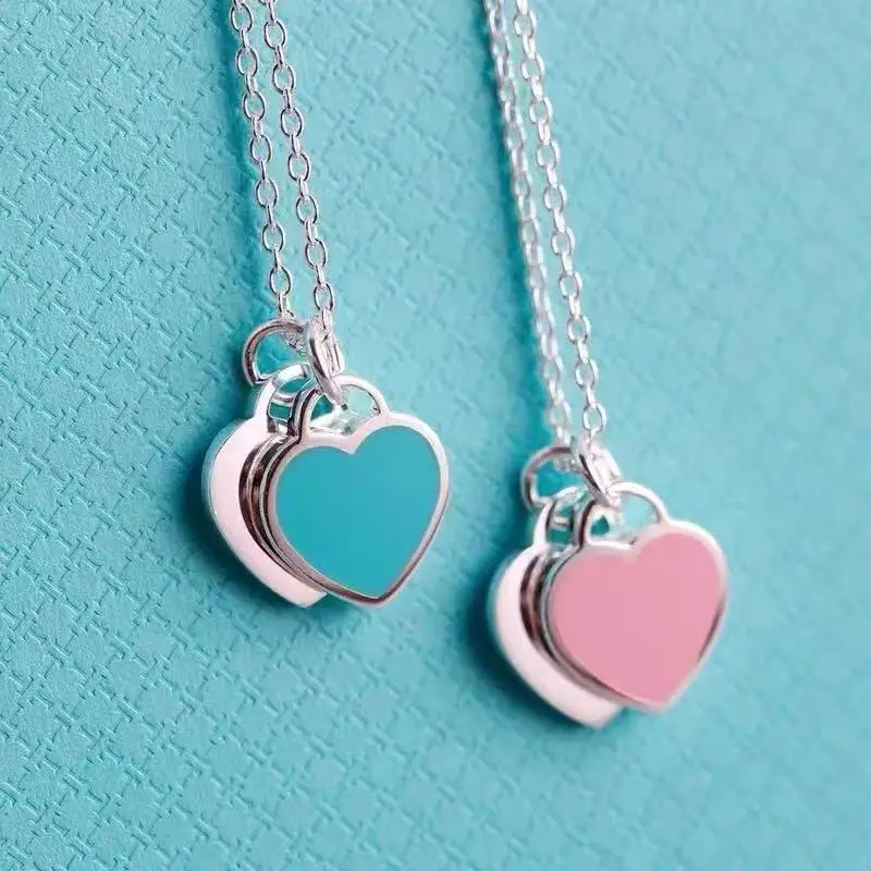 Sterling Silver Heart Pendant Necklace for Women Featuring Enamel Accents in Red Pink or Green on Delicate Cross Chain Korean St