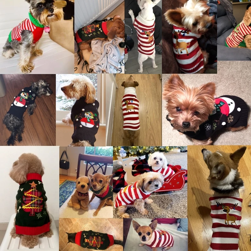 Christmas Dog Sweater Cute Cartoon Reindeer Xmas Pet Costume Puppy Cat Warm Clothes For Small Dogs Chihuahua Pug Winter Clothing