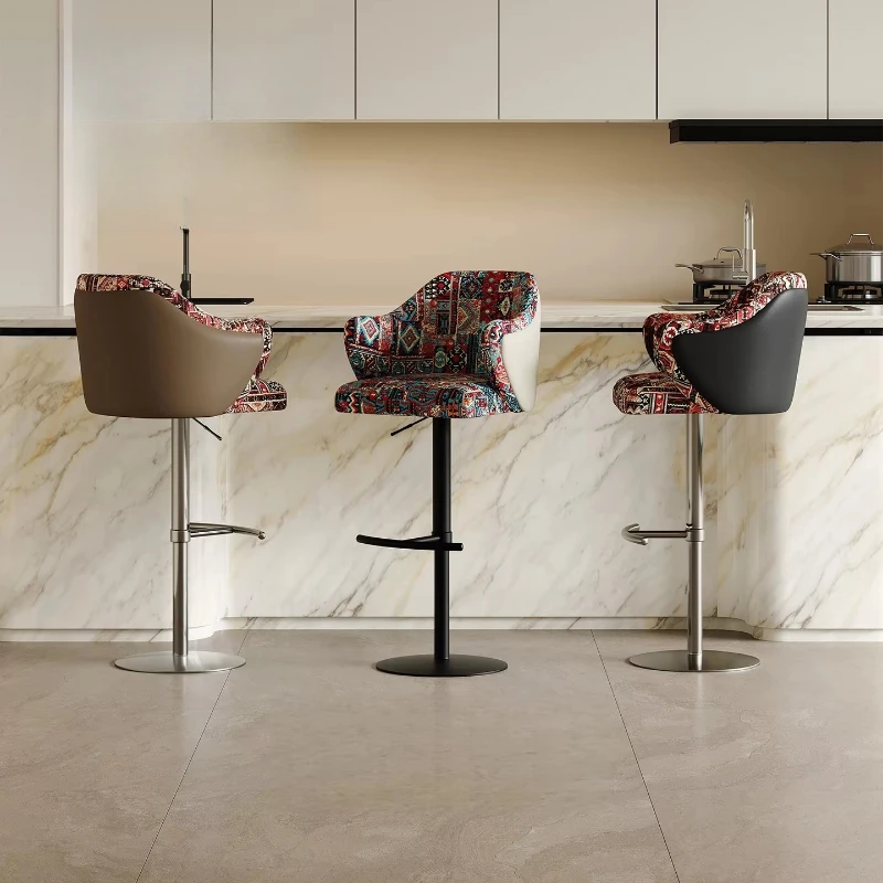Designer high bar chair light luxury creative upgrade rotating bar chair modern simple back chair