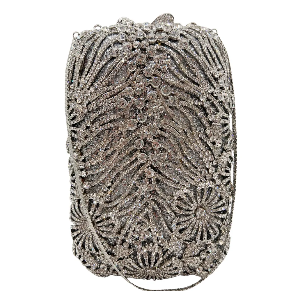 

Crystal Clutch Vertical Mobile Phone Bag Diamond Dinner Hollow Banquet Women's Bag Clutch Chain Borse Lusso Firmate Evening Bags