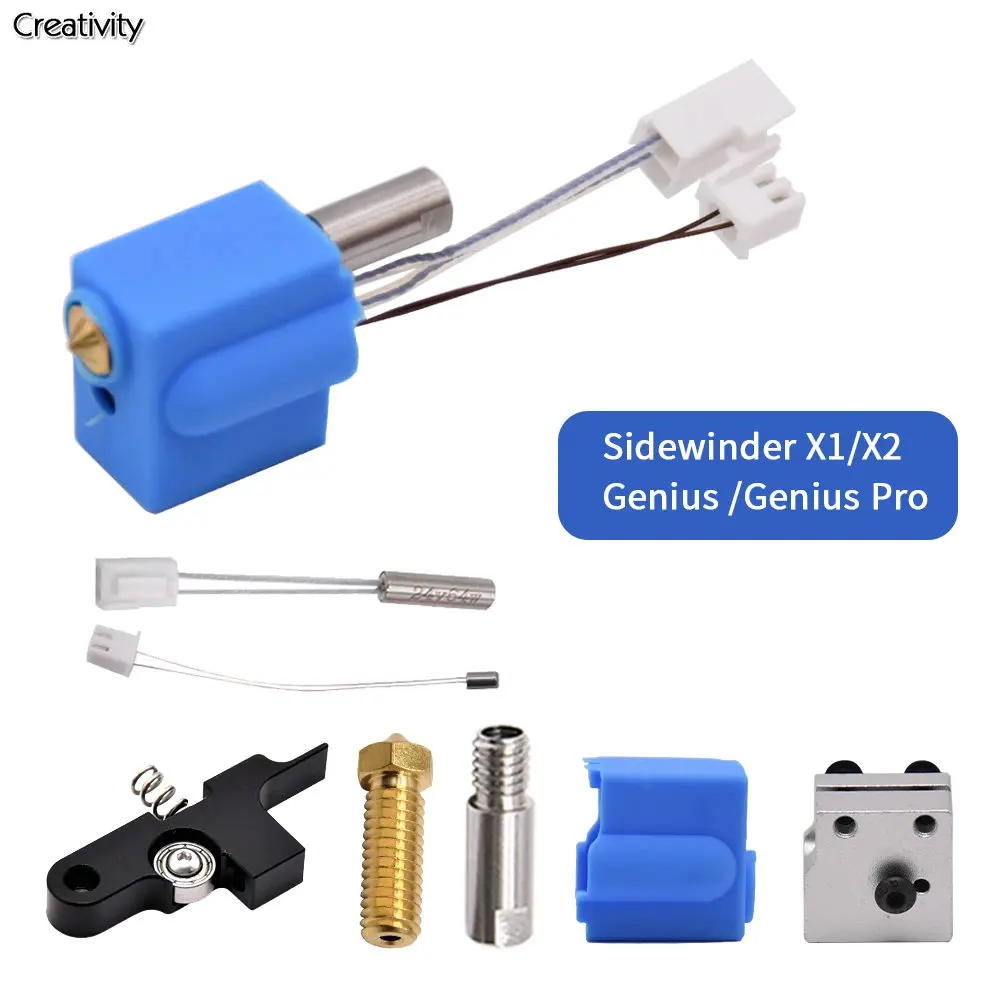 

Sidewinder X1/X2 Genius/ Genius Pro 3D Printer Artillery Extruder Brass Nozzle Kit Heating Block Throat And Thermistor Idler Arm