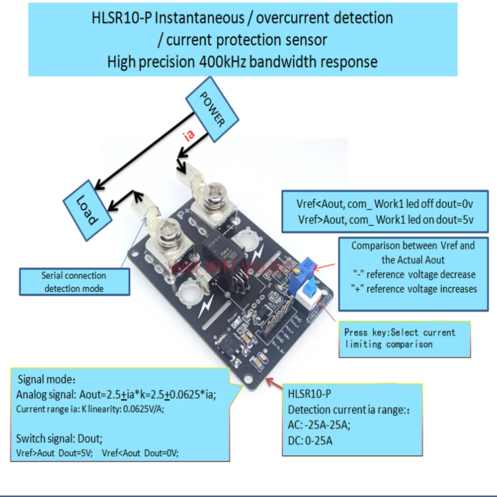 

1pcs / lot HLSR10-P HLSR 10-P LEM overcurrent current protection sensor module 400kHz bandwidth -25A-25A 62.5mA/V " P24-3